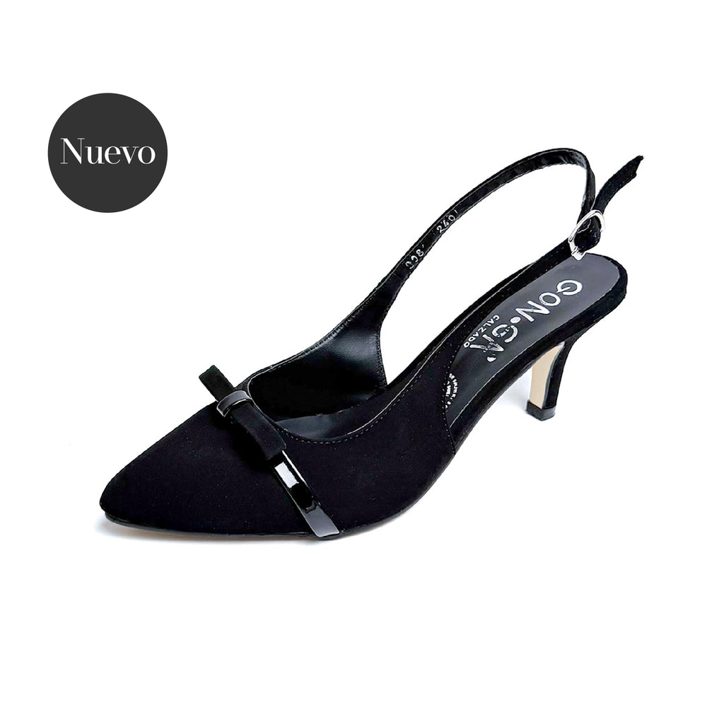 Zapatilla tacón bajo - 908 Negro