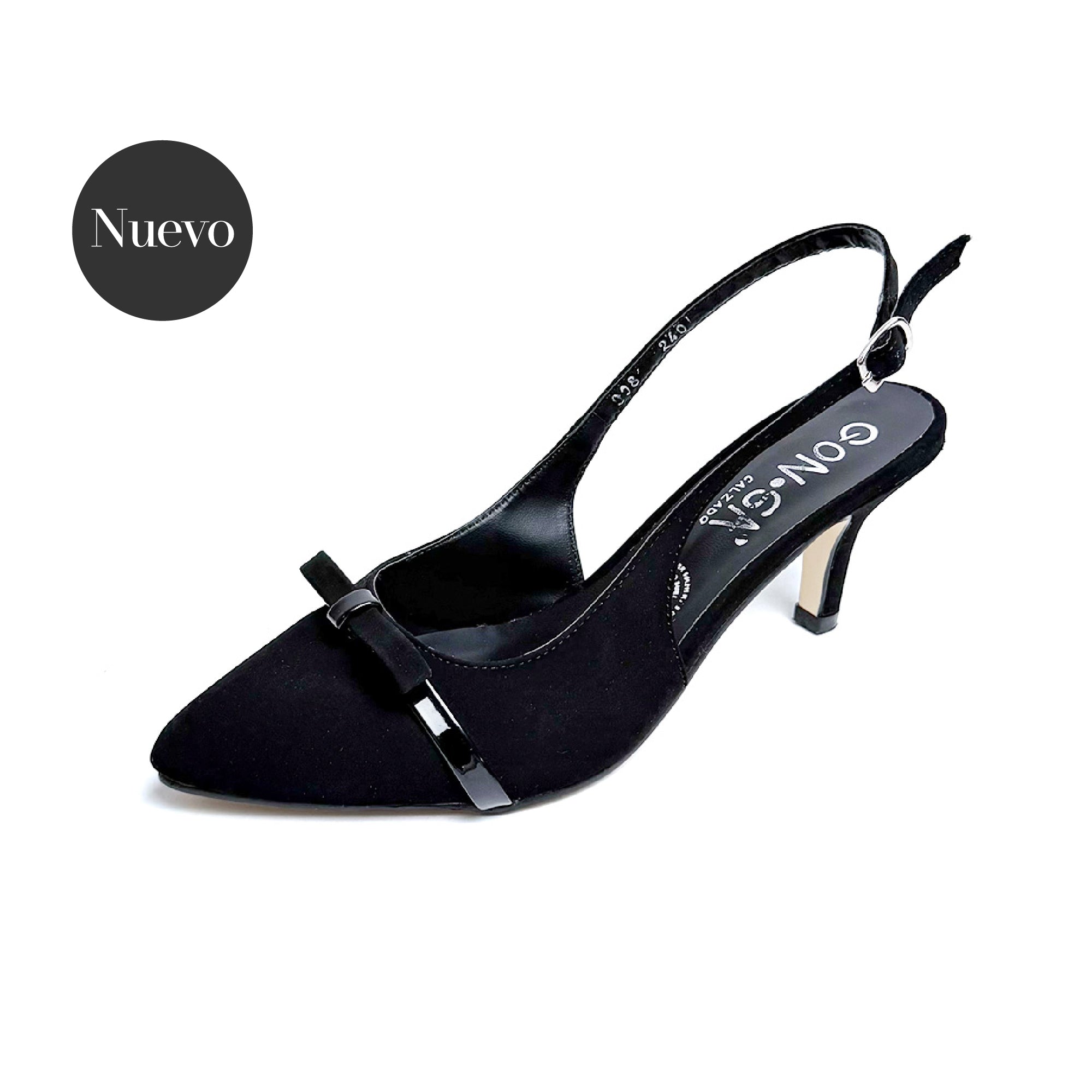 Zapatilla tacón bajo - 908 Negro