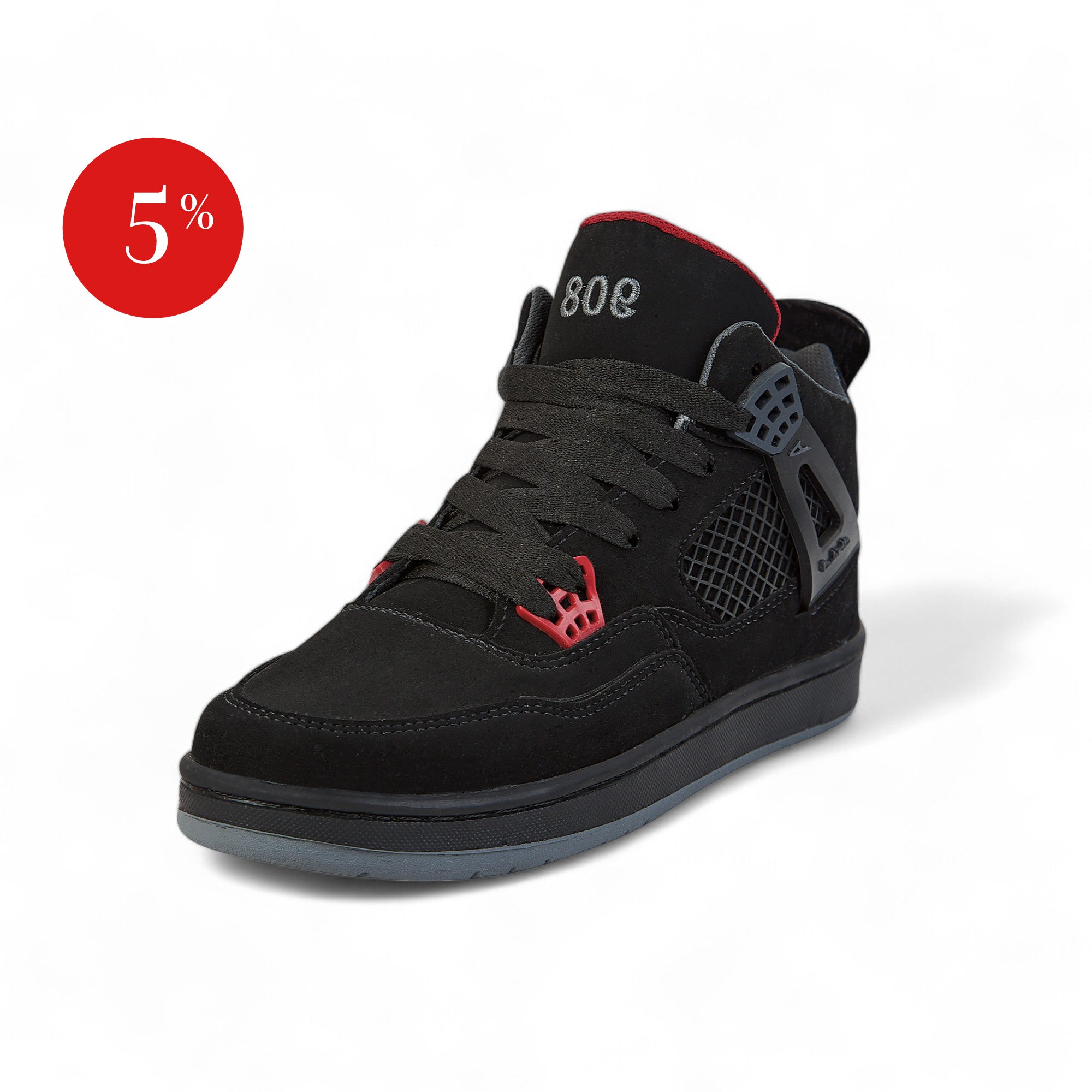 Tenis casual de bota - 908-2 Negro / Rojo