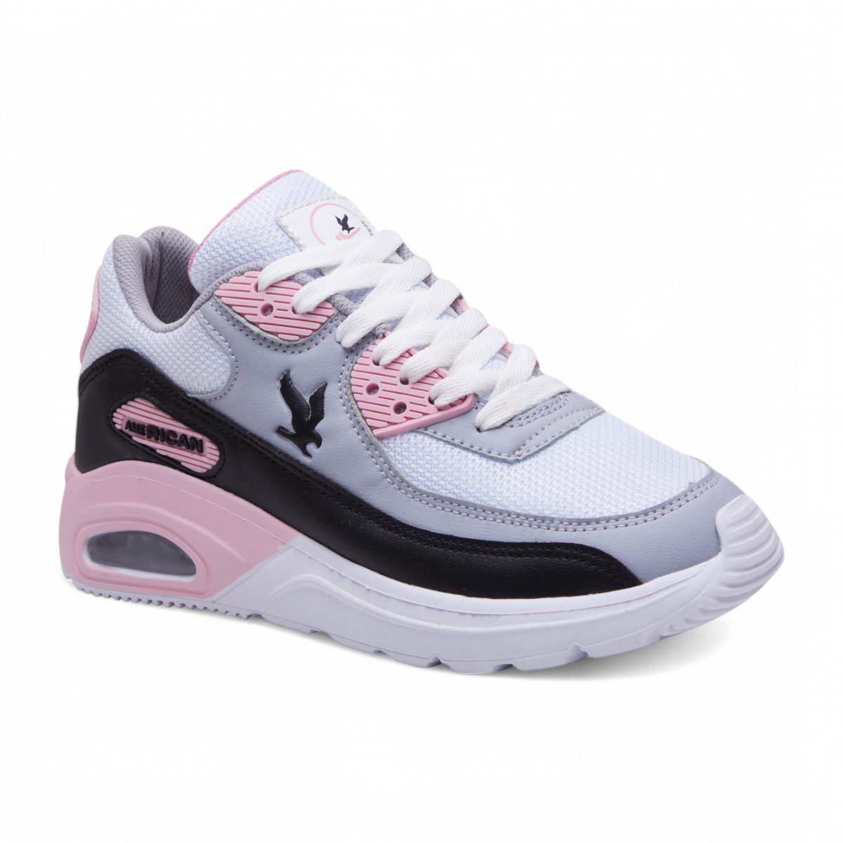 Tenis deportivo - A-78 Blanco / Negro / Rosa