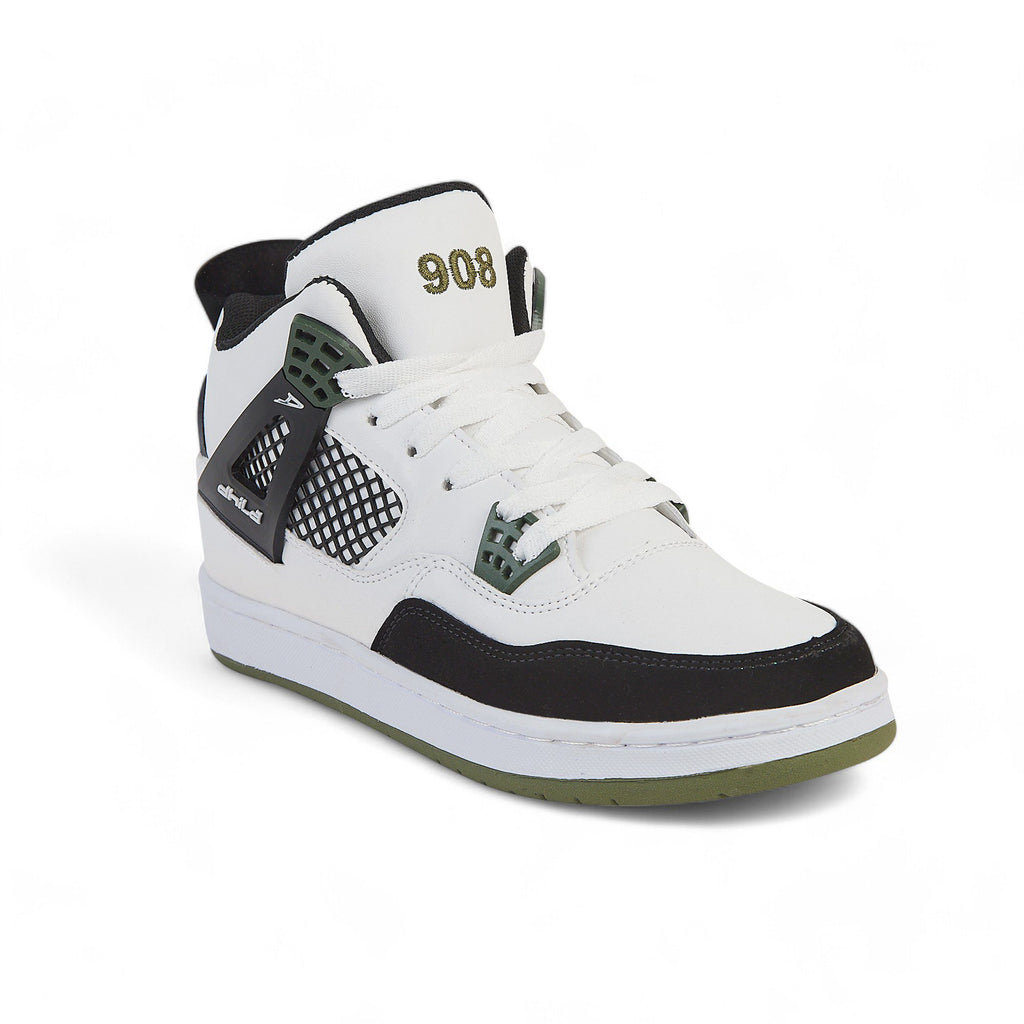 Tenis casual de bota - 908-2 Blanco / Verde / Negro