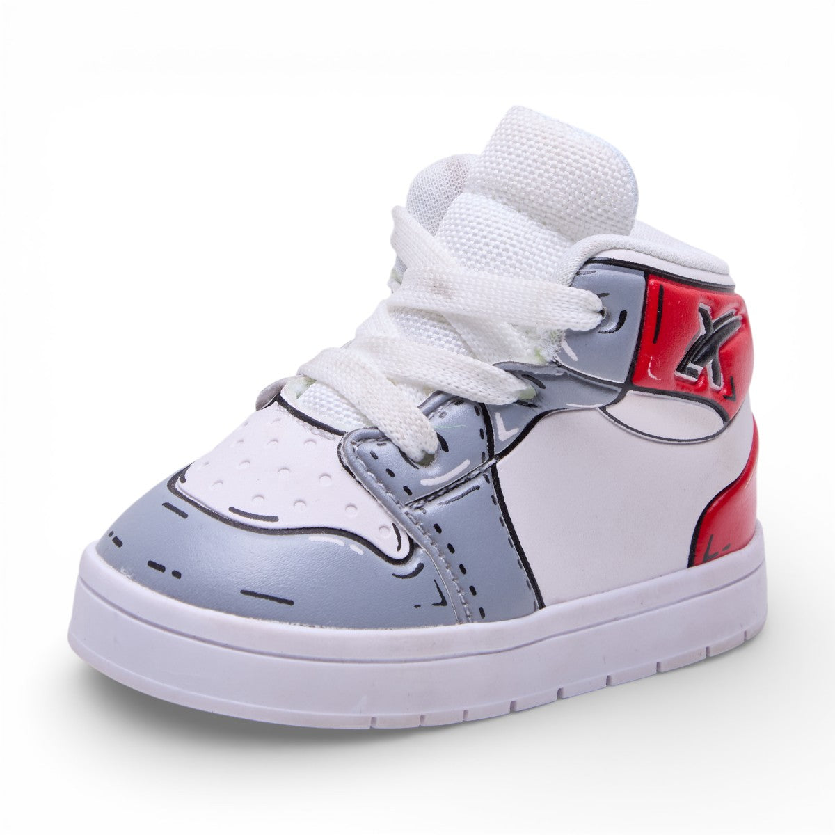Tenis casual de bota - BB-5407 Gris / Rojo / Negro