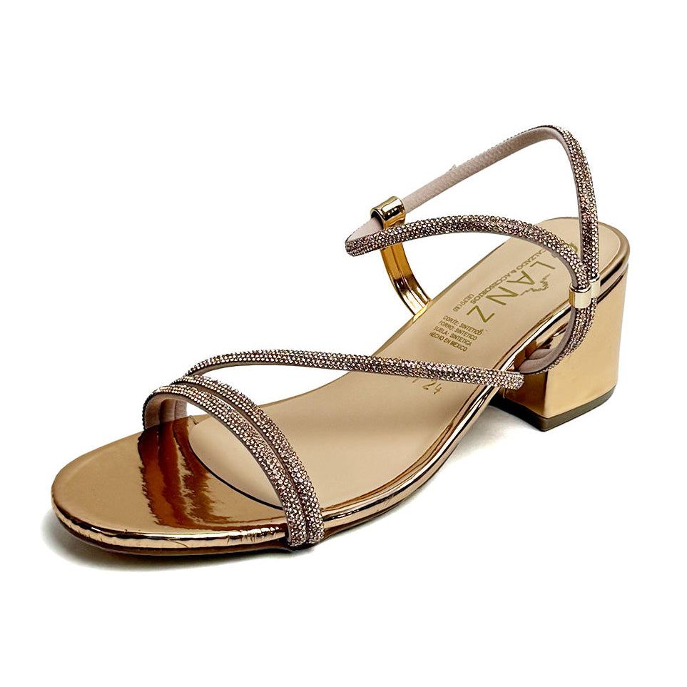 Zapatilla tacón bajo  - 891 Oro rosado