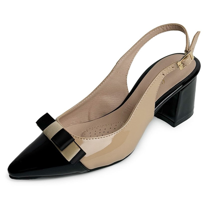 Zapatilla tacón bajo - 4738 Nude / Negro