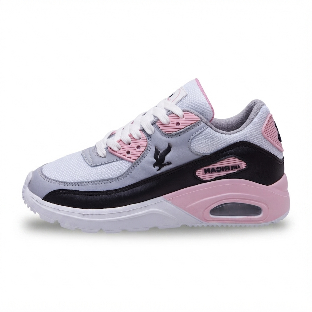Tenis deportivo - A-78 Blanco / Negro / Rosa