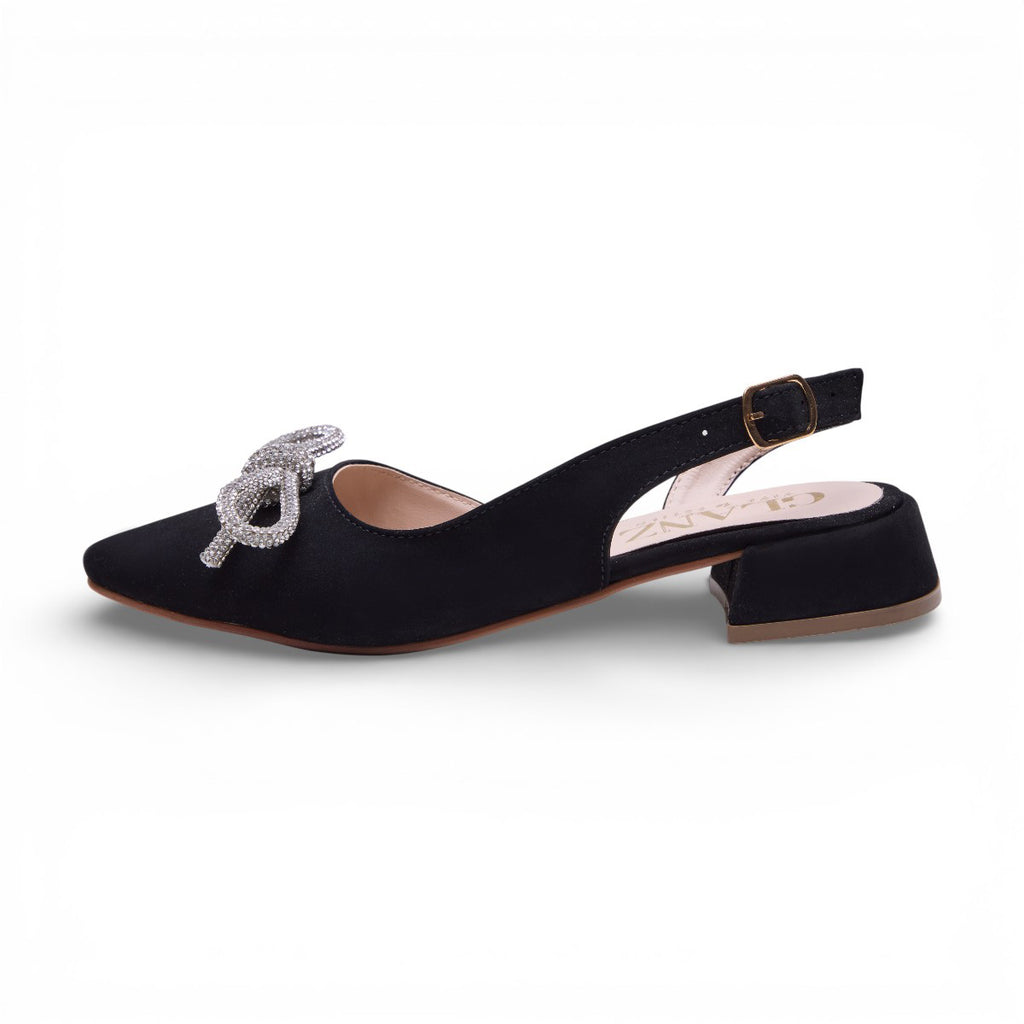 Zapatilla de tacón bajo - 34 Negro