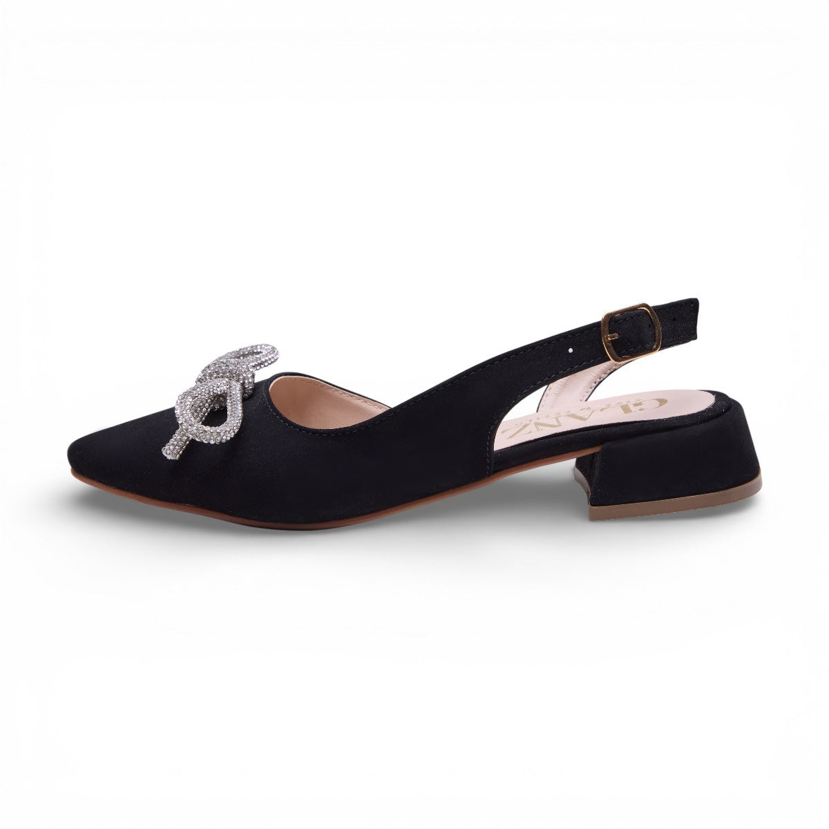 Zapatilla de tacón bajo - 34 Negro