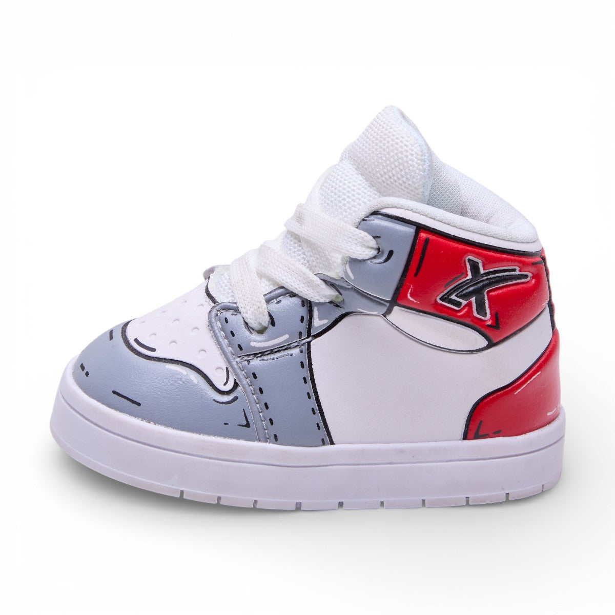 Tenis casual de bota - BB-5407 Gris / Rojo / Negro