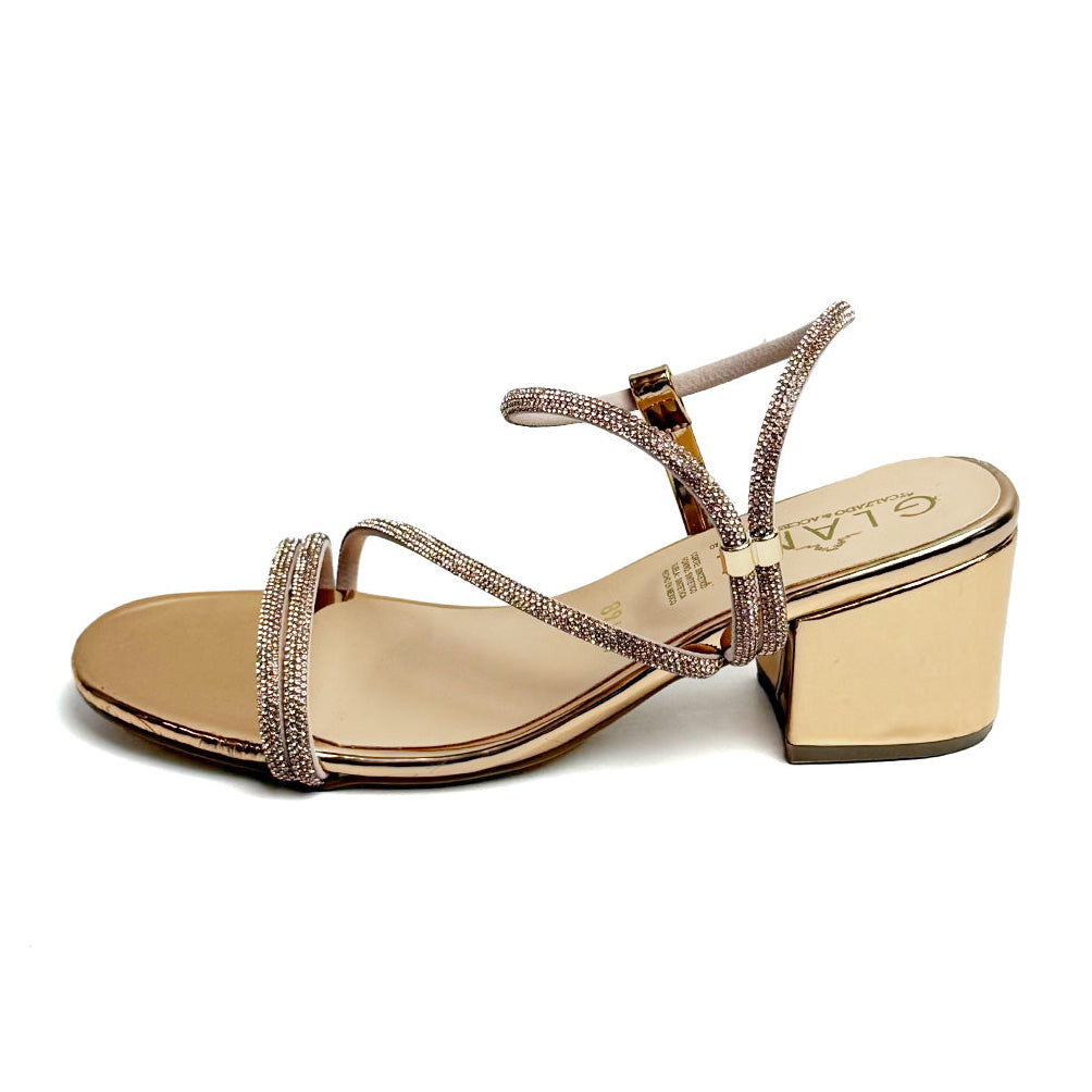 Zapatilla tacón bajo  - 891 Oro rosado