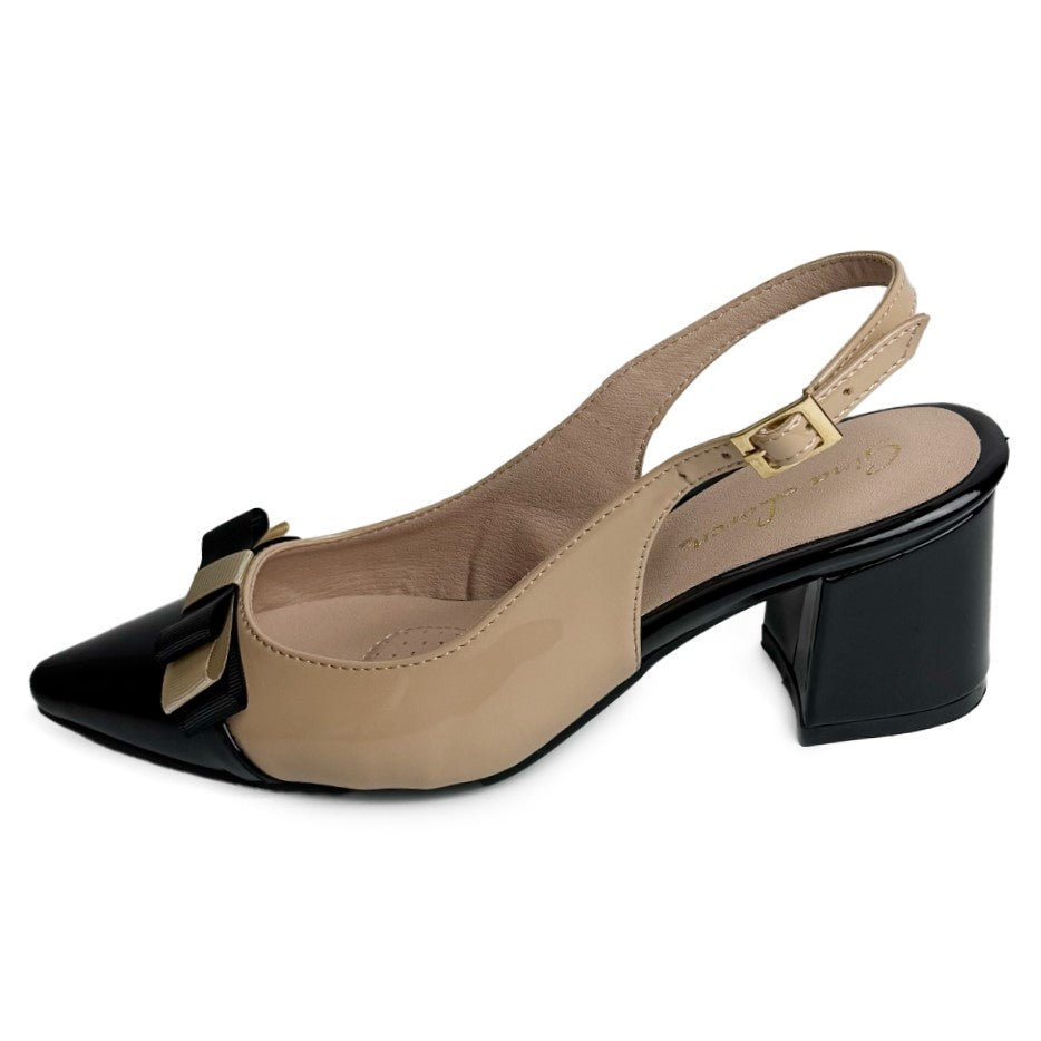 Zapatilla tacón bajo - 4738 Nude / Negro