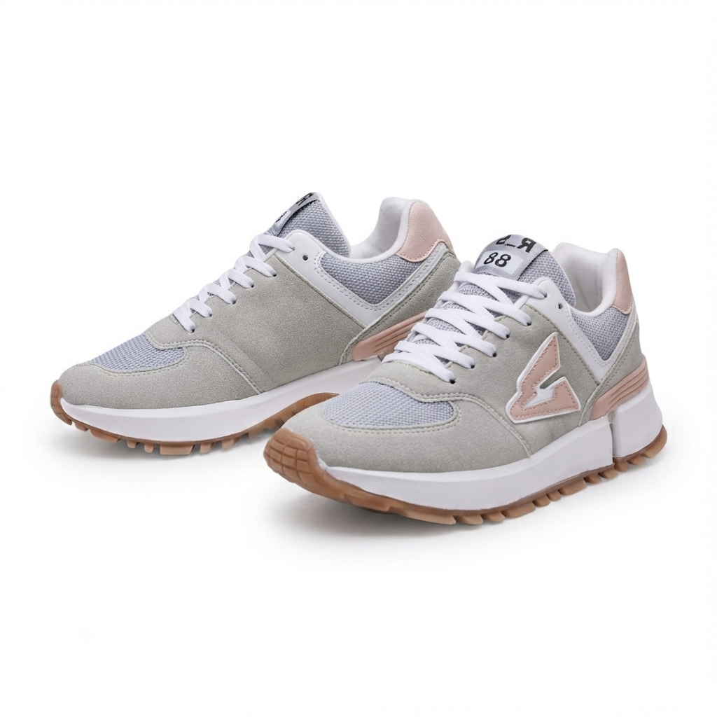 Tenis deportivo - A-88 Gris / Rosa