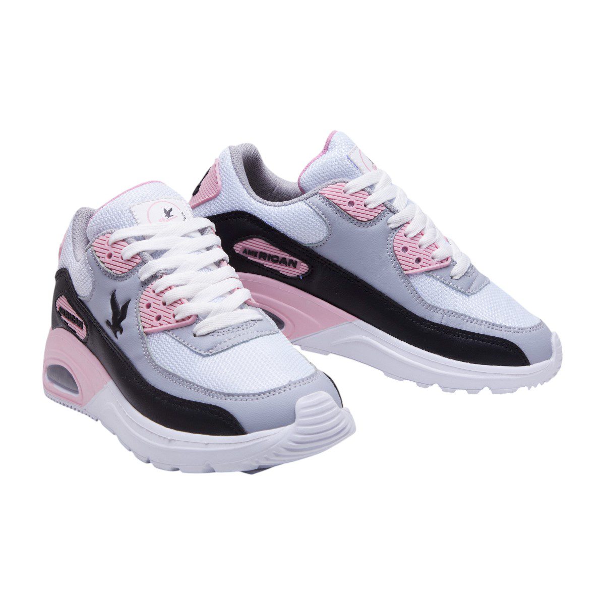 Tenis deportivo - A-78 Blanco / Negro / Rosa