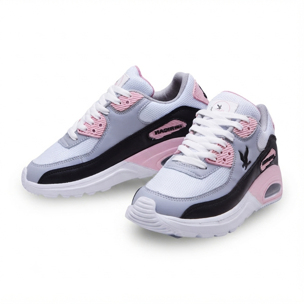 Tenis deportivo - A-78 Blanco / Negro / Rosa