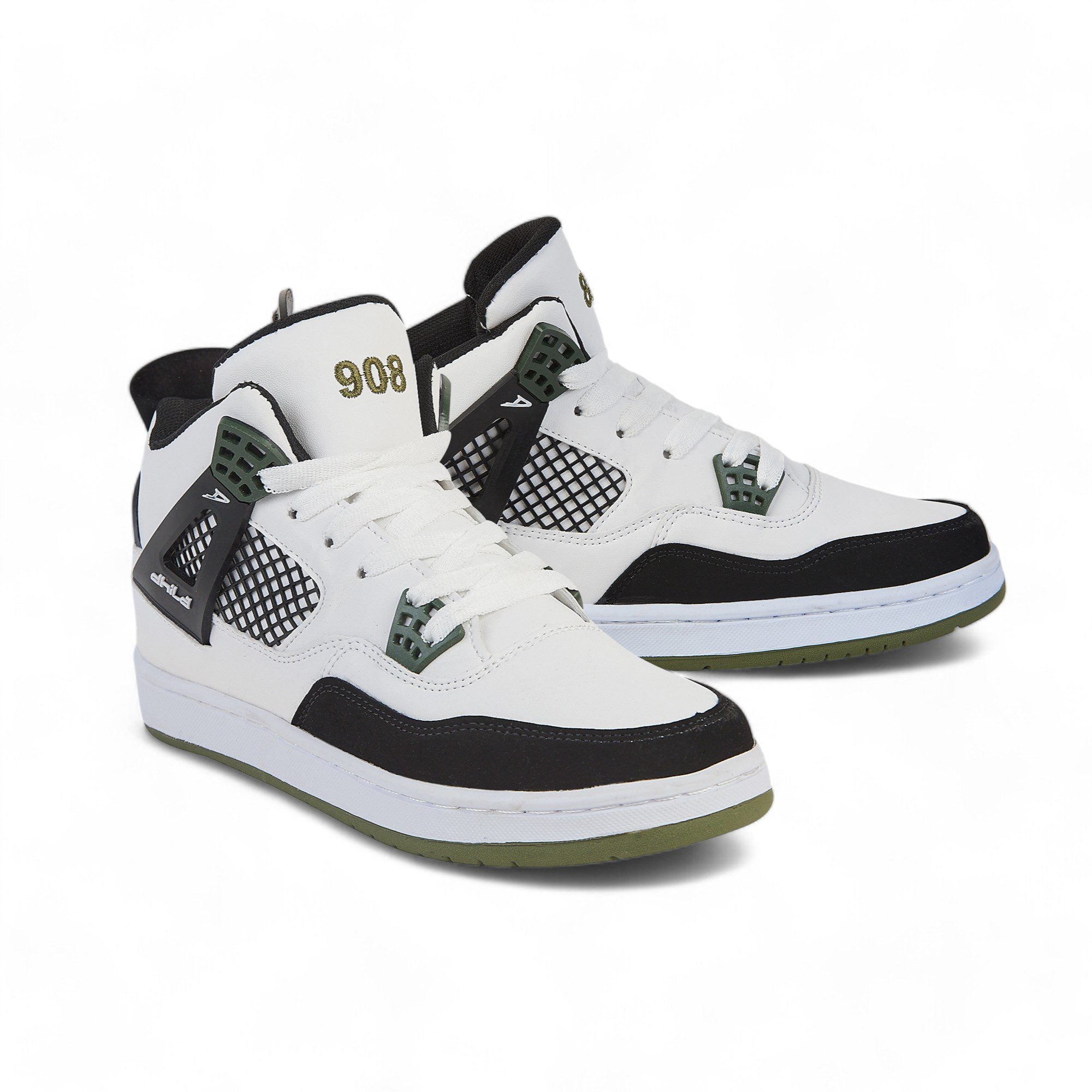 Tenis casual de bota - 908-2 Blanco / Verde / Negro