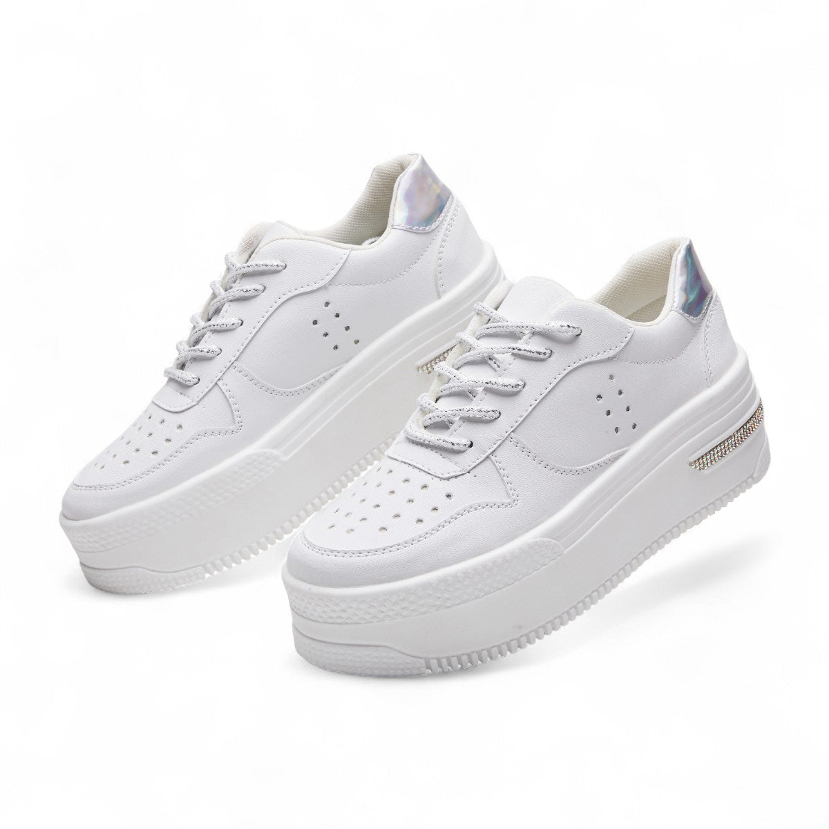 Tenis casual - 10010 Blanco / Plata