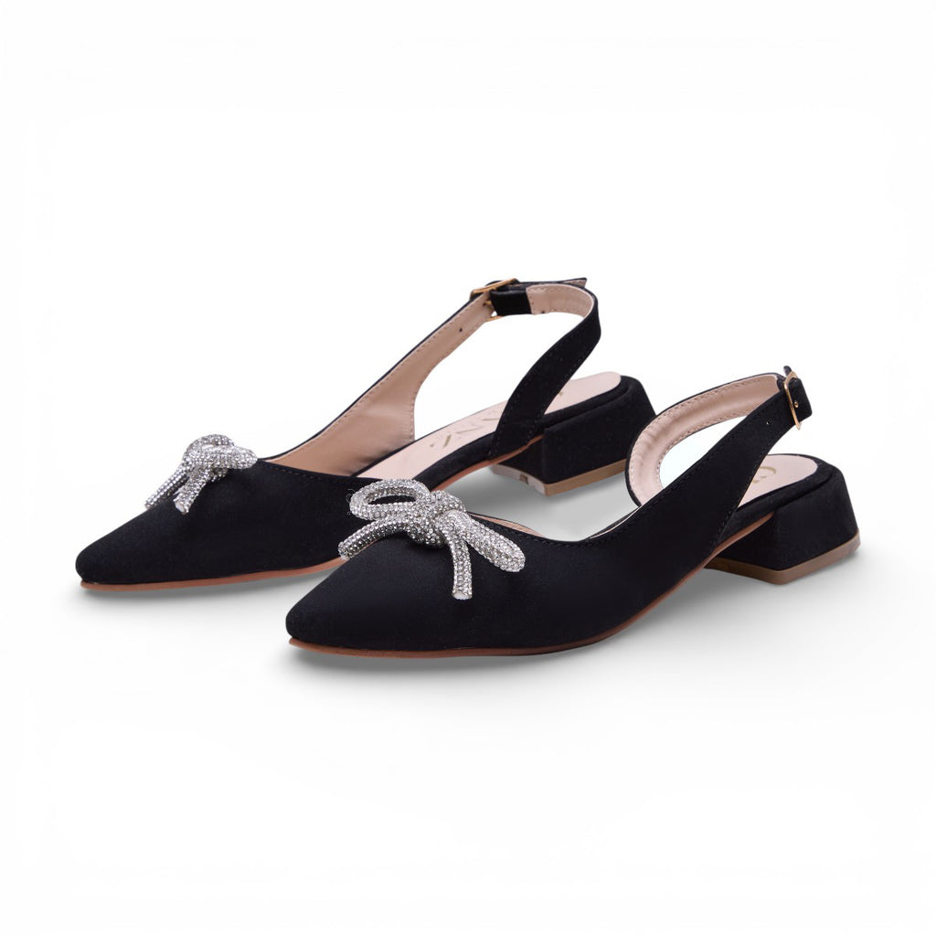 Zapatilla de tacón bajo - 34 Negro