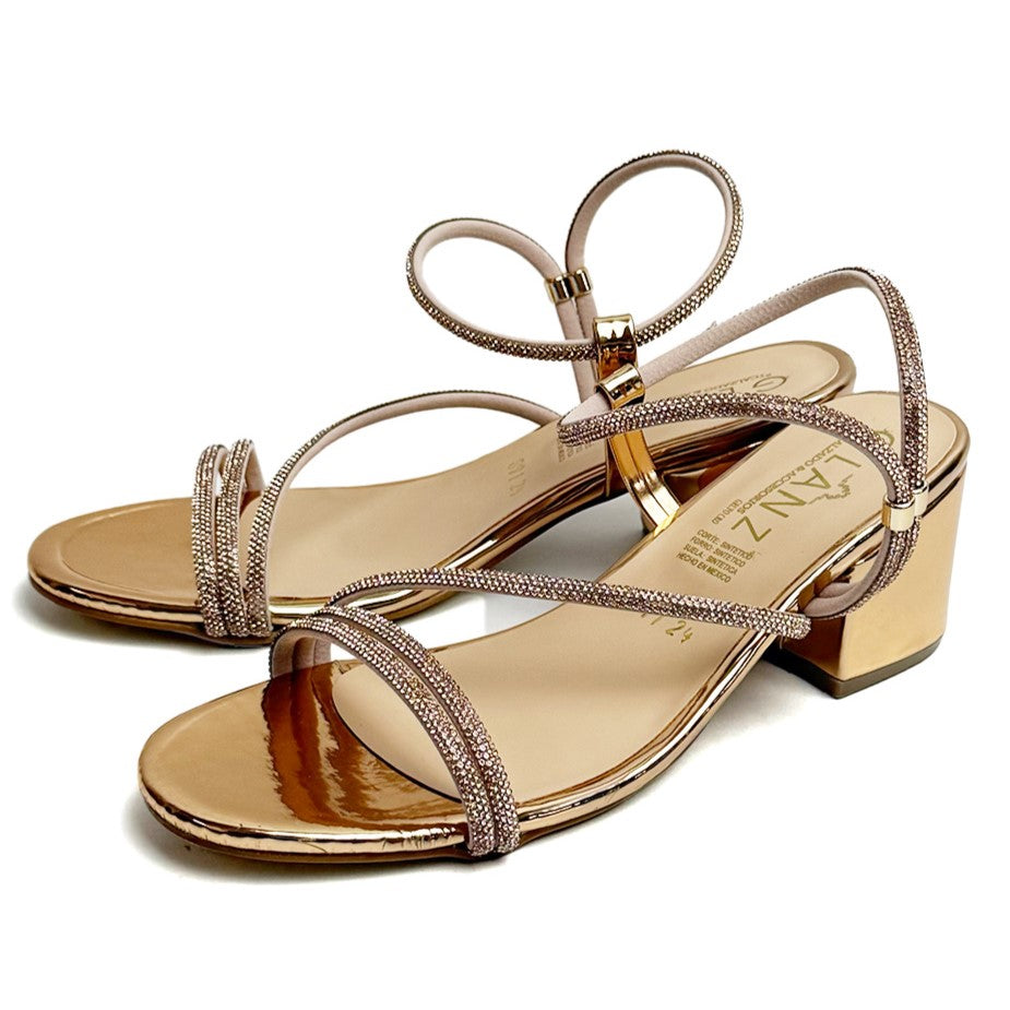 Zapatilla tacón bajo  - 891 Oro rosado