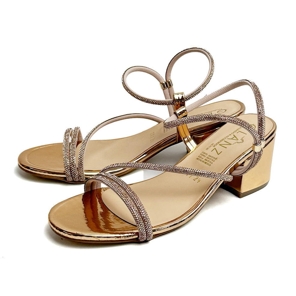 Zapatilla tacón bajo  - 891 Oro rosado