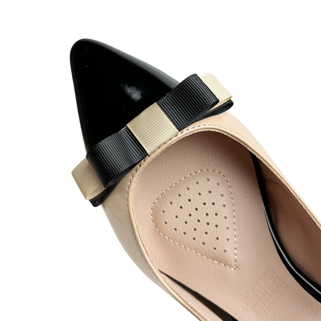 Zapatilla tacón bajo - 4738 Nude / Negro