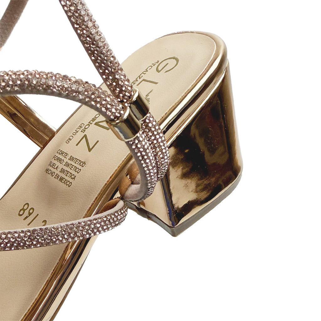 Zapatilla tacón bajo  - 891 Oro rosado