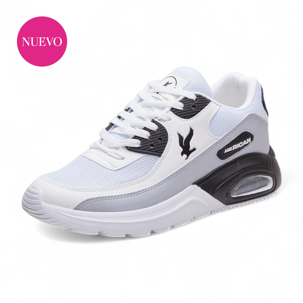 Tenis deportivo - A-78 Blanco / Negro / Gris