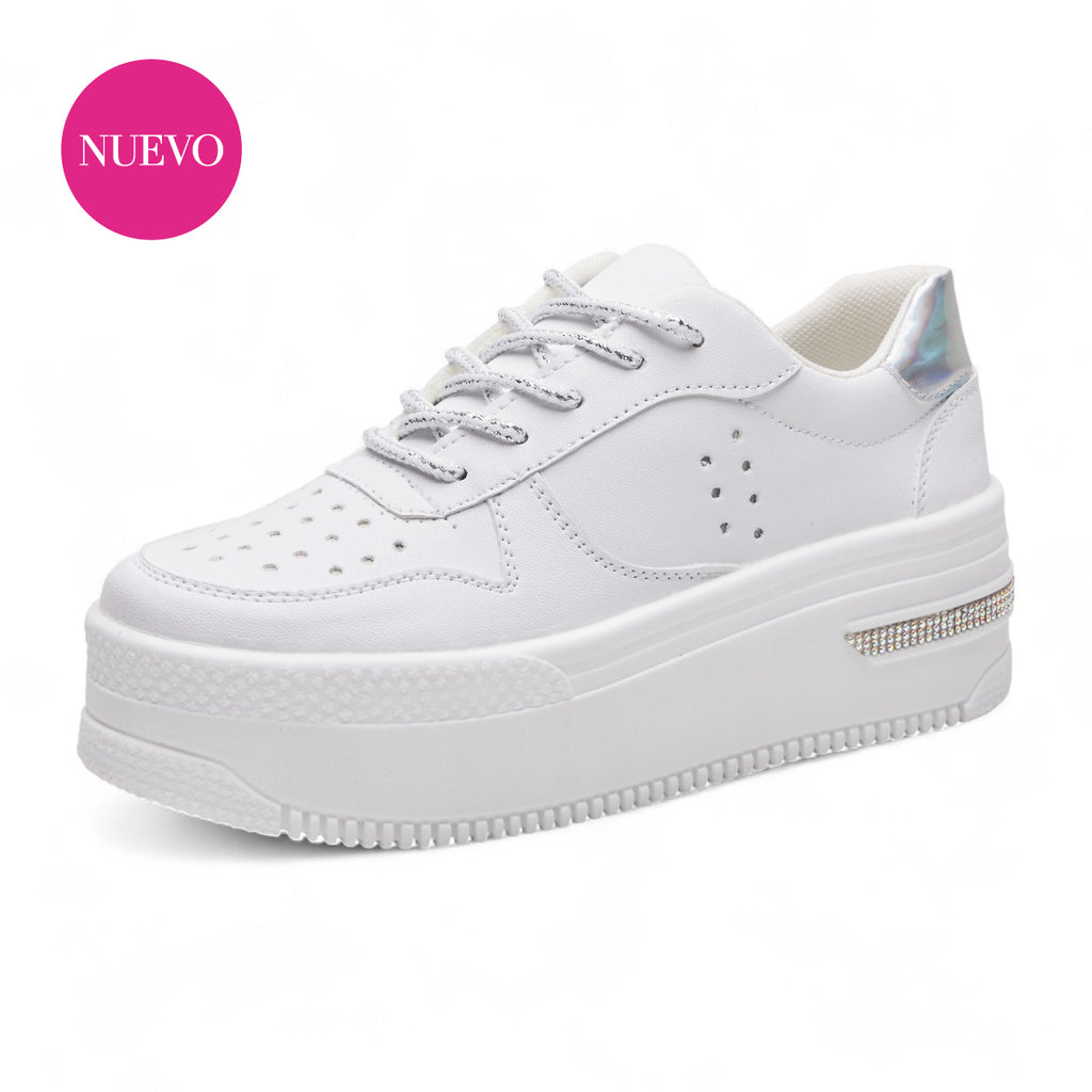 Tenis casual - 10010 Blanco / Plata