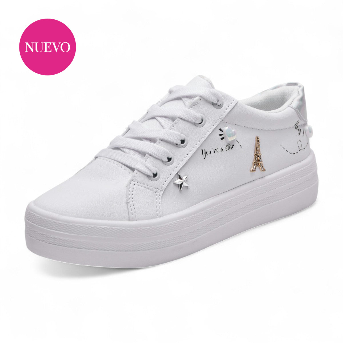 Tenis casual - 124 Blanco / Plata