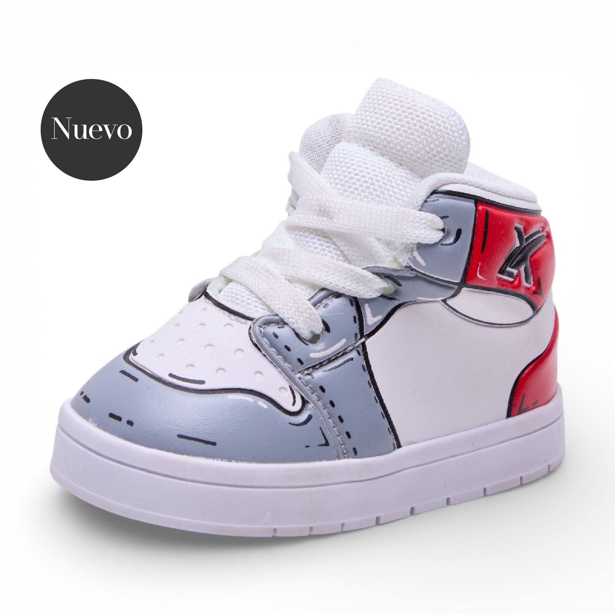 Tenis casual de bota - BB-5407 Gris / Rojo / Negro