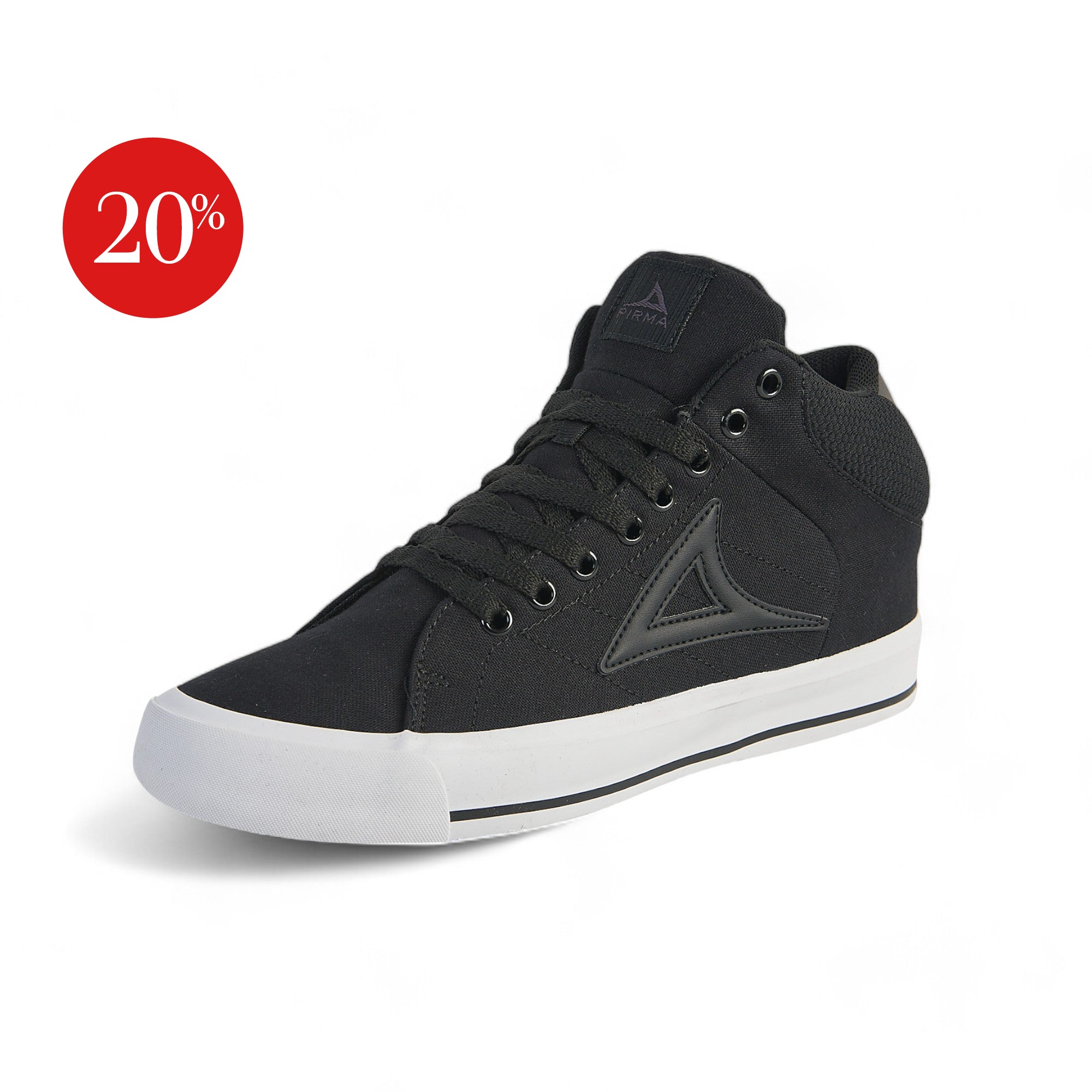 Tenis casual de bota Pirma - 6033 Negro / Blanco